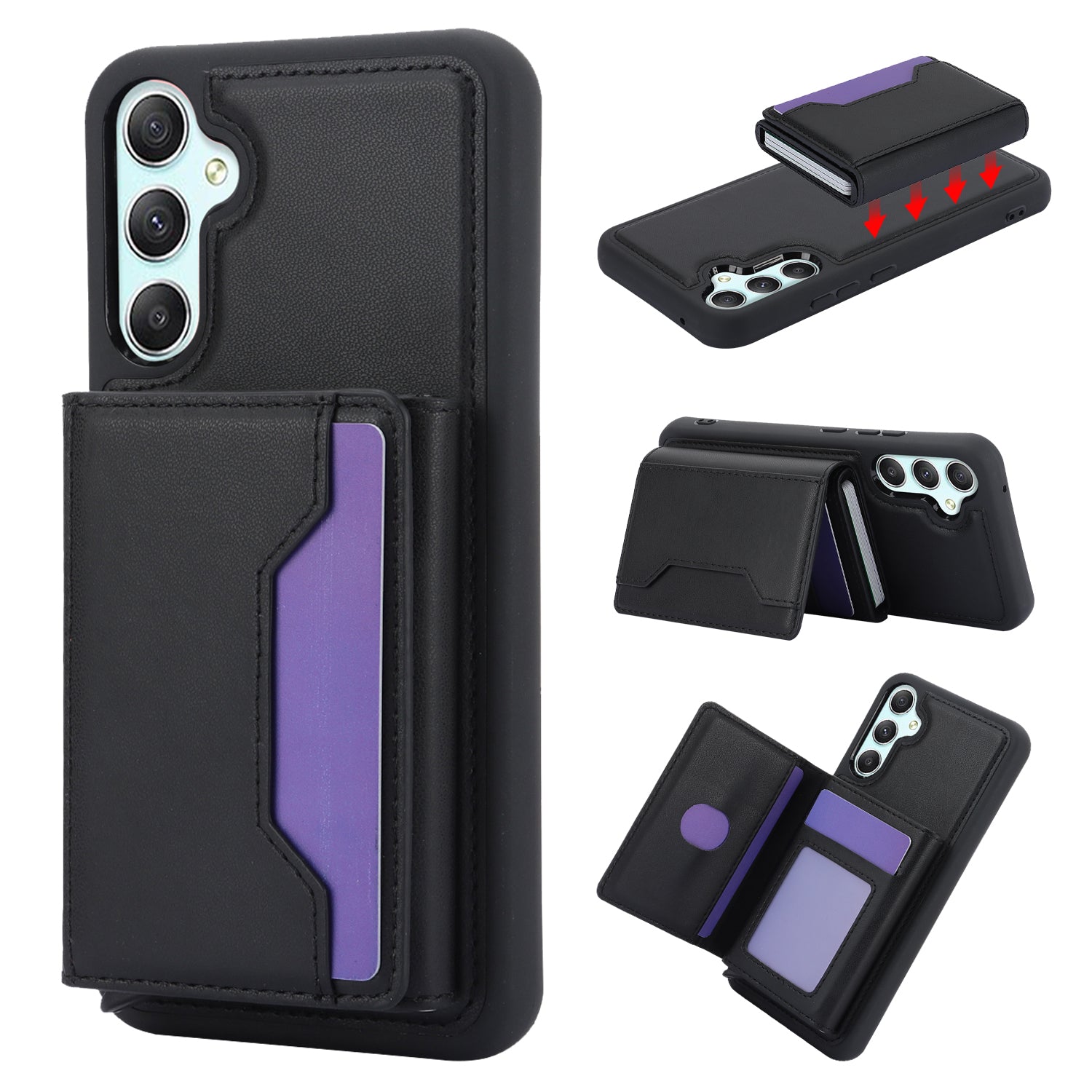 For Samsung Galaxy A34 5G Kickstand Case RFID Blocking Detachable Pop-Up Card Holder Phone Cover For Samsung Galaxy A34 5G Kickstand Case RFID Blocking Detachable Pop-Up Card Holder Phone Cover
